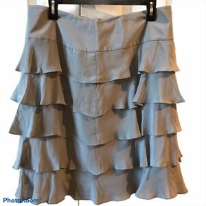 Talbots Silver Silk Ruffle Skirt Cocktail Size 12